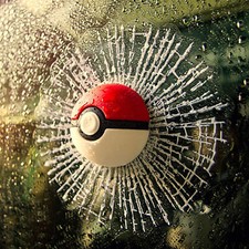 Pokeball Car Broken Hits Glass 3d Sticker Decor Wall Pokemon Ball Funny Decal Pokeball Car Broken Hits Glass 3d Sticker Decor Wall Pokemon Ball Funny Decal
