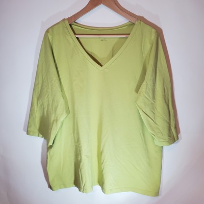 Stretch Pima Cotton Womens Size 3X 48'' Lime Green Shirt Blouse Top Jamie B .