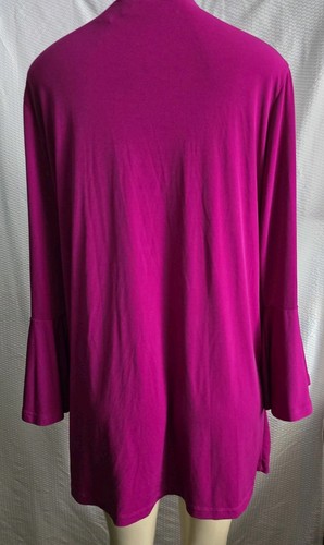 Susan Graver Liquid Knit Cardigan Fuschia Flare Open Size M Travelers - Picture 3 of 4