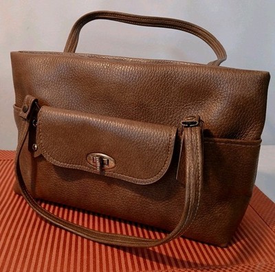 Original Authentic Aigʻner 70s Choco Brown Leather Dual Handle Purse. EVC USA 