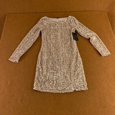 Vero Moda Womens Small Champagne Vmbella Long Sleeve Short Sequin Dress NWT