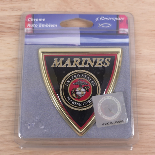 U.S. Marine Corps Seal Marines - USMC 3" Chrome Metal Auto Emblem NIP - Bild 1 von 7