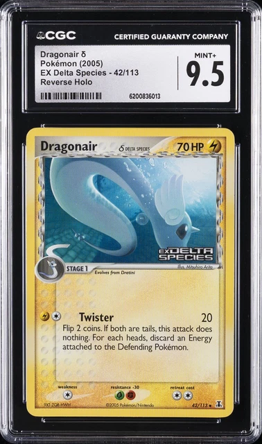 2005 POKEMON EX DELTA SPECIES REVERSE HOLO #42/113 DRAGONAIR CGC 9.5