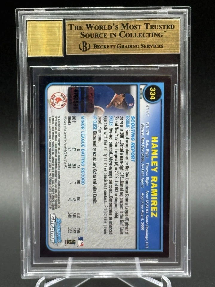 2003 Bowman Chrome HANLEY RAMIREZ 1st Auto Refractor BGS 9.5 Auto 10 - Image 2 of 2