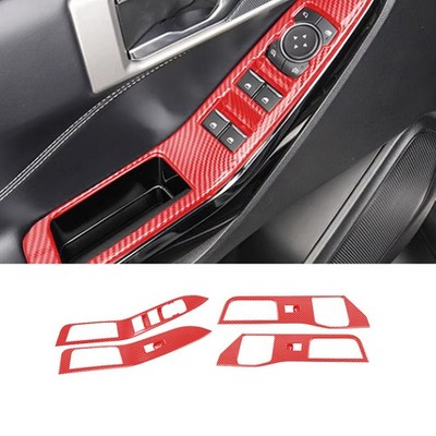 For Ford Explorer 2020-2023 Red Carbon Fiber Window Lift Panel Switch Cover Trim