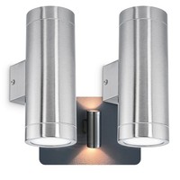 2X Wandleuchte Tira Edelstahl Up & Down IP44 Strahler Led GU10 3W Neutralweiß