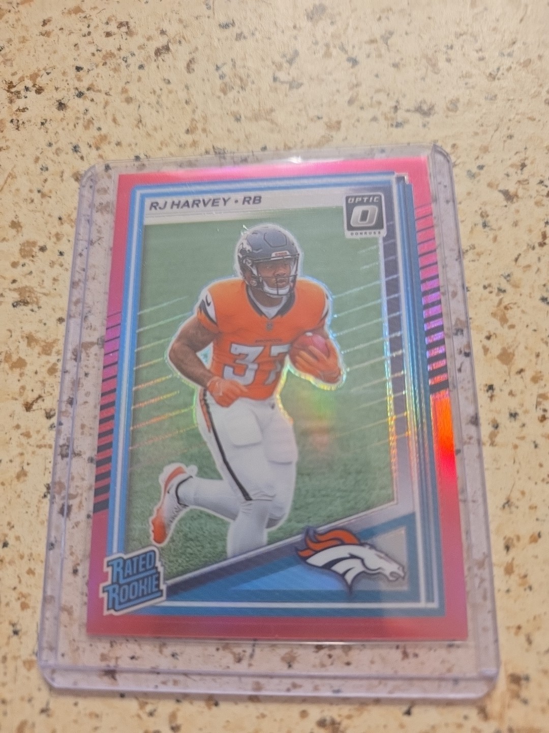 2025 Panini Donruss - Rated Rookie RJ Harvey #312 Optic Preview Pink Prizm (RC)