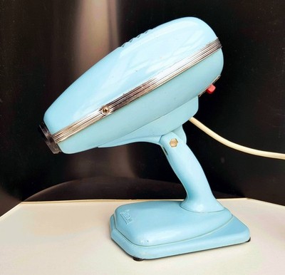 RONSON Haartrockner STREAMLINE ROCKET DESIGN Standfuß Pastellblau 50er Vintage