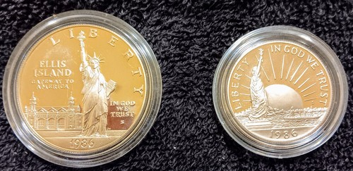 1986 US Mint Proof Set. Ellis Island 90% Silver Dollar. 1/2 Dollar Clad. Rare! - Picture 5 of 6