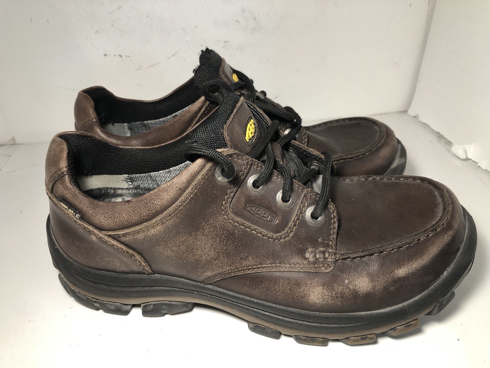 Scarpe da uomo KEEN NoPo Dry impermeabili basse escursionismo in pelle marrone taglia US 9 5
