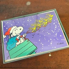 20 Vtg Hallmark Boxed CHRISTMAS Cards SANTA SNOOPY & Woodstock Deer Sleigh NEW