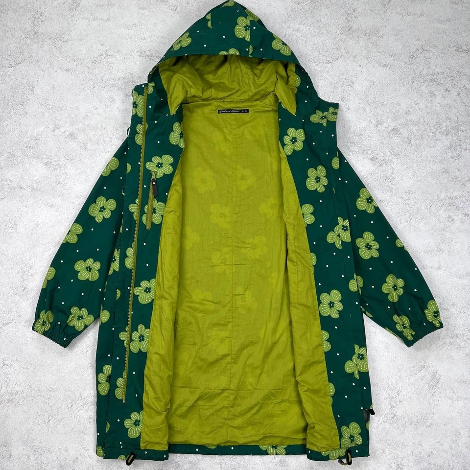 Jaqueta de chuva Gudrun Sjoden com capuz verde estampa floral Scandi Boho tamanho M - Imagem 4 de 4