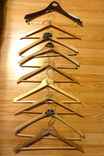 Lot of nine 9 Vintage Wood Coat Hangers