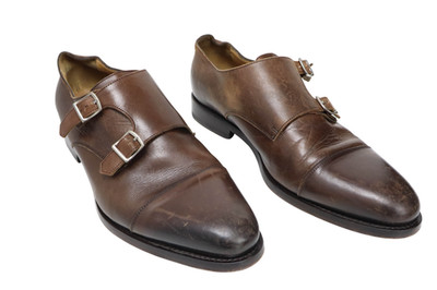 SUITSUPPLY Men\'s  Brown Leather Double Buckle Smart Dress Shoes - EU 42 Review: Suitsupply Double Monk Strap (Shoes as good as their  main image 3