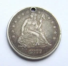 USA - Seated Liberty Quarter dated 1877 - Nice HOLED FILLER coin