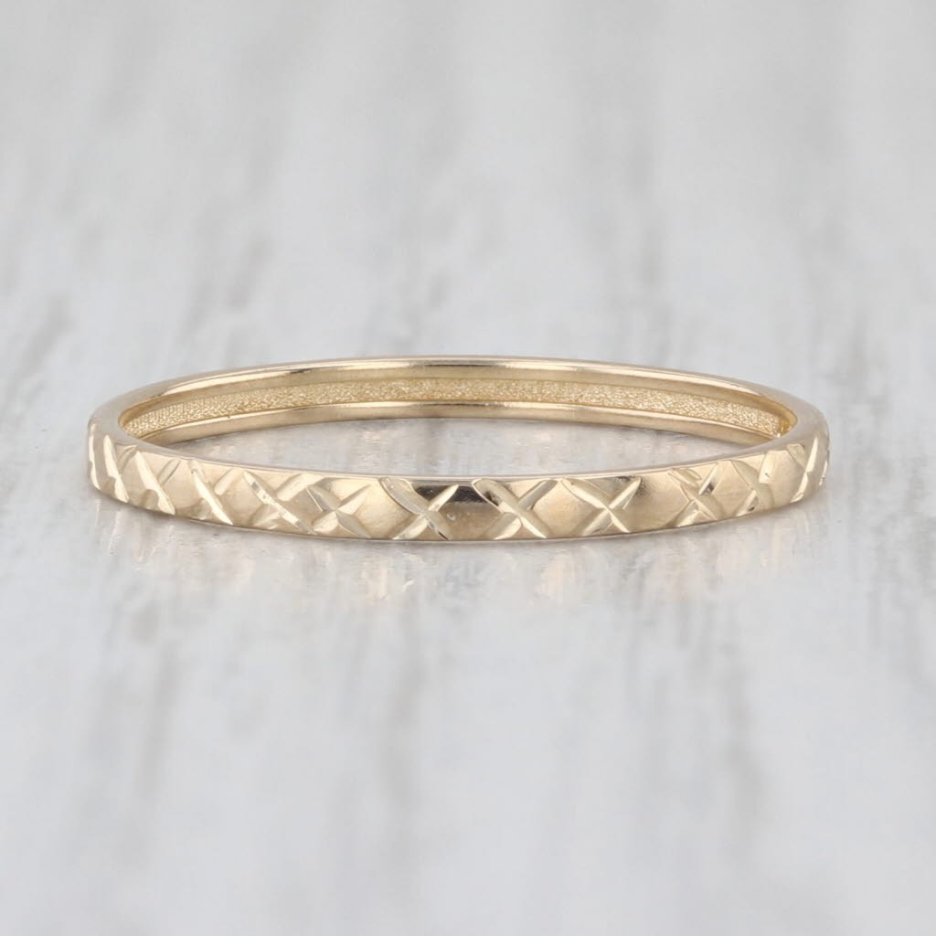 Crosshatch Pattern Stackable Ring 14k Yellow Gold… - image 3