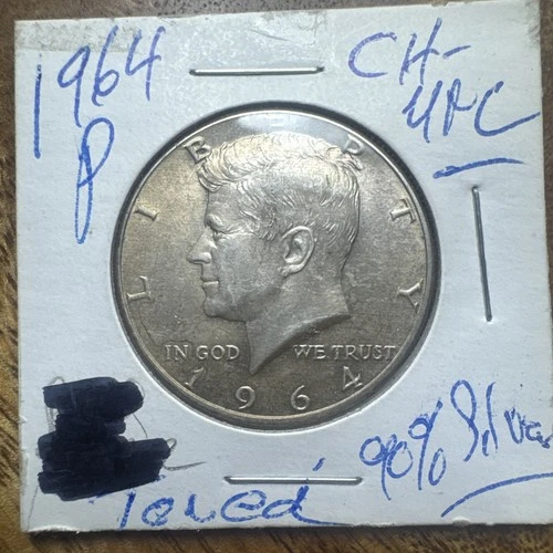 1964 P Kennedy Half Dollar 90% Silver UNC Raw Coin | US 50C Silver