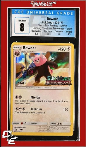 SM Black Star Promo Bewear SM49 Burning Shadows Prerelease STAFF CGC 8