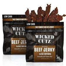 Wicked Cutz Classic Chop House Beef Jerky 33g Protein Per Bag Tender & Easy t...