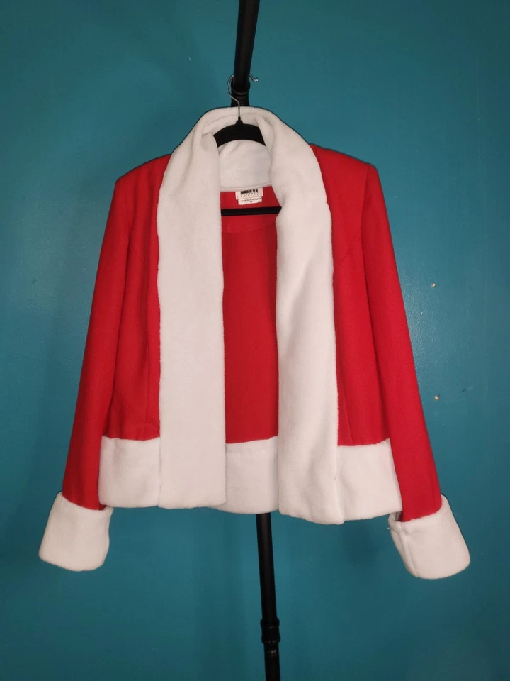 Conjunto de Disfraz de Papá Noel Reciclado para Mujer Rojo con Borde Blanco Vestido de Navidad Foto 2 de 4