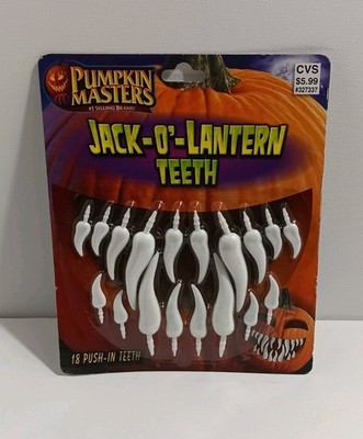 Pumpkin Masters ~  Jack-O'-Lantern Teeth. 18 White Fang Push-in Teeth. New. 