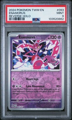 2024 POKEMON TWM EN #93 ENAMORUS REVERSE HOLO PSA 9 TWILIGHT MASQUERADE POP 5