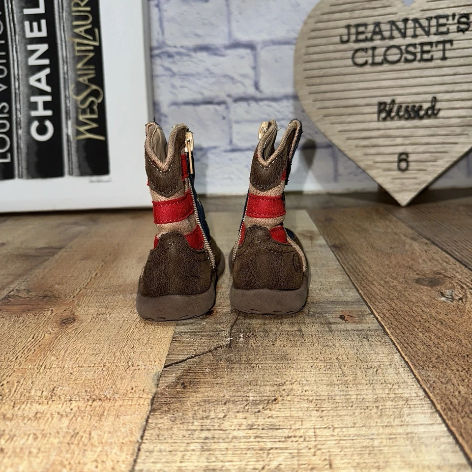 ROPER Kids Boys American Patriotic Square Toe Casual Boots Mid Calf size 4 - Image 4 of 4