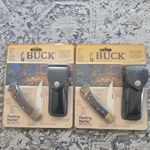 2 NEW Buck USA Made 110CP 5" Closed Folding Hunter Lock Blade w/Sheath1987 Knife