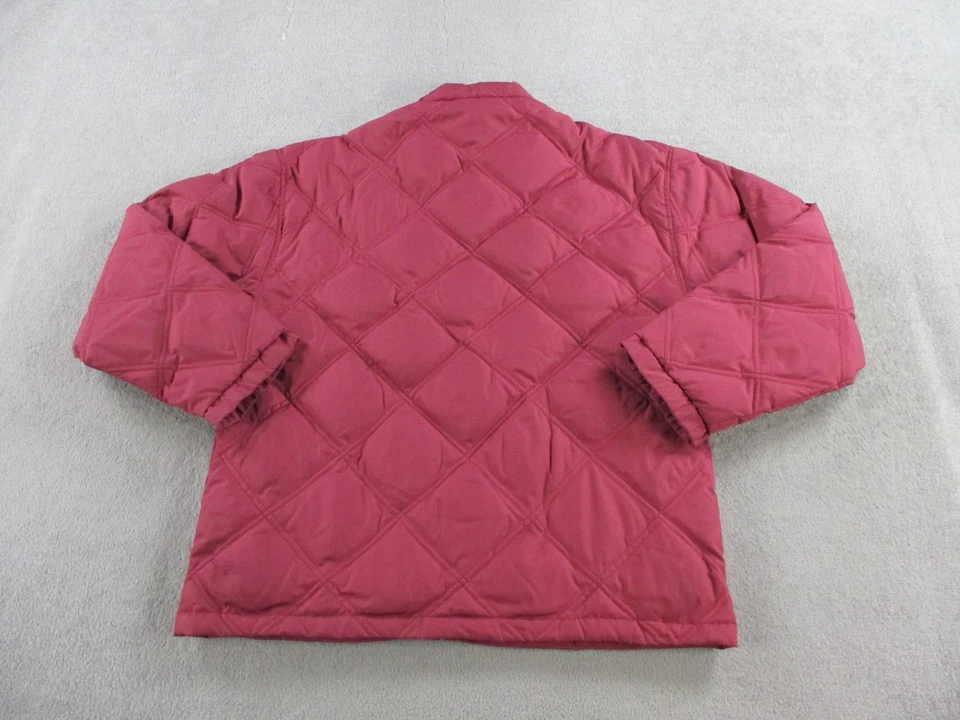 Cabelas Outdoor Jacket Womens Large Red Quilted Goose Down Puffer Winter Coat - Image 3 of 4