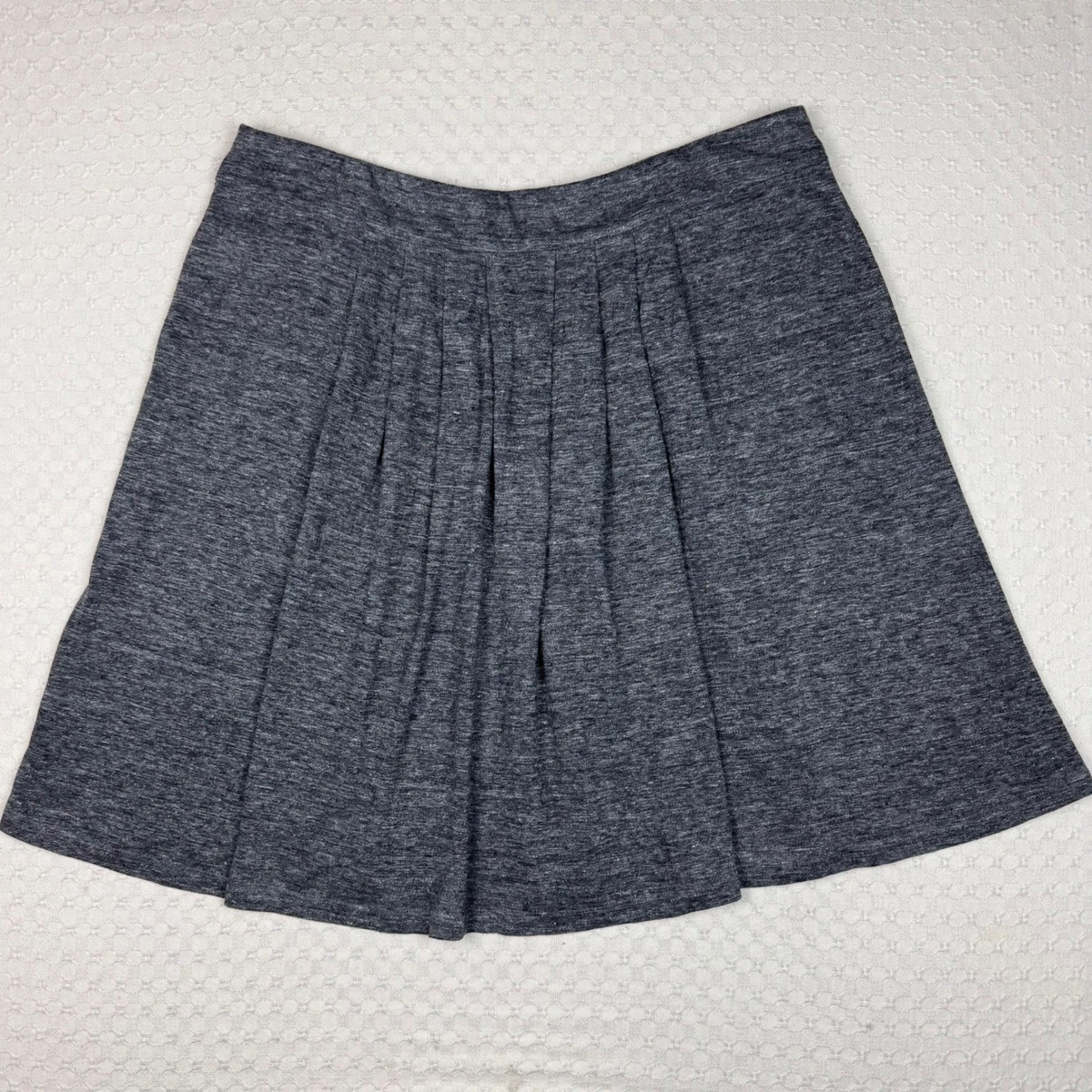 Eileen Fisher women's Linen Jersey Pleated Skirt Pull on Graphite pockets Size L