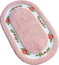 Nice Rose Flower Bathroom Rugs Bath Mat 3 x 1'4 (Oval), Pink 