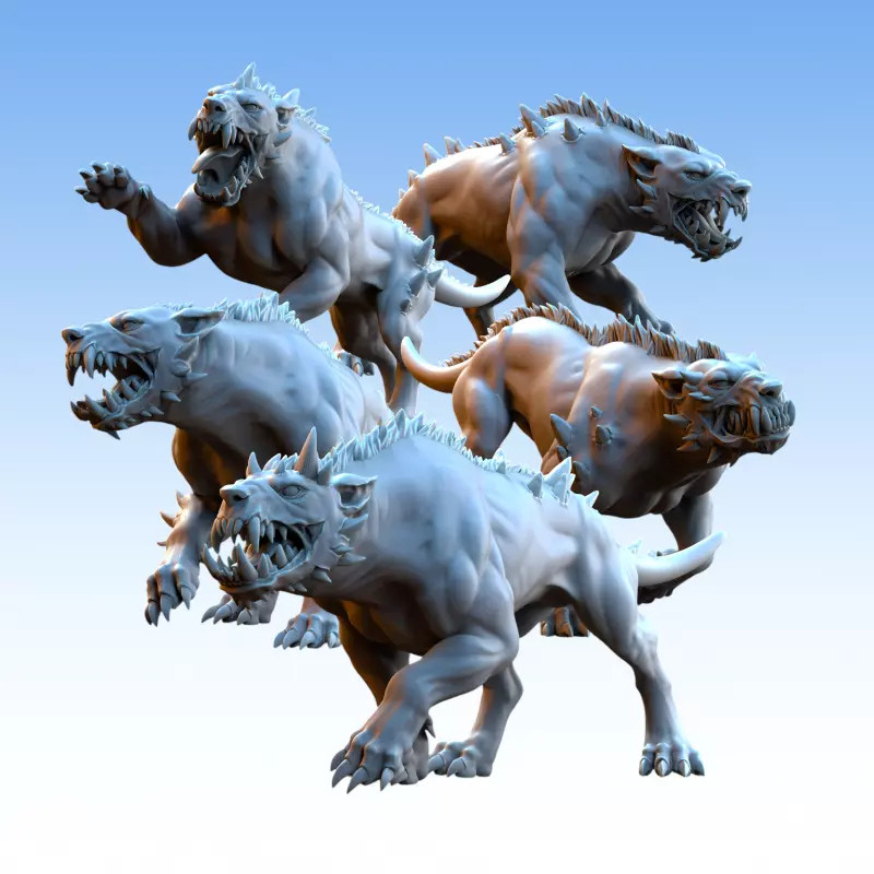 Molosses Infernaux X 5 figurines impression 3D wargame Realms of Mayhem