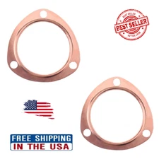 2PCS 2.5 Inch Copper Header Exhaust Gaskets, Golden Car Inch,