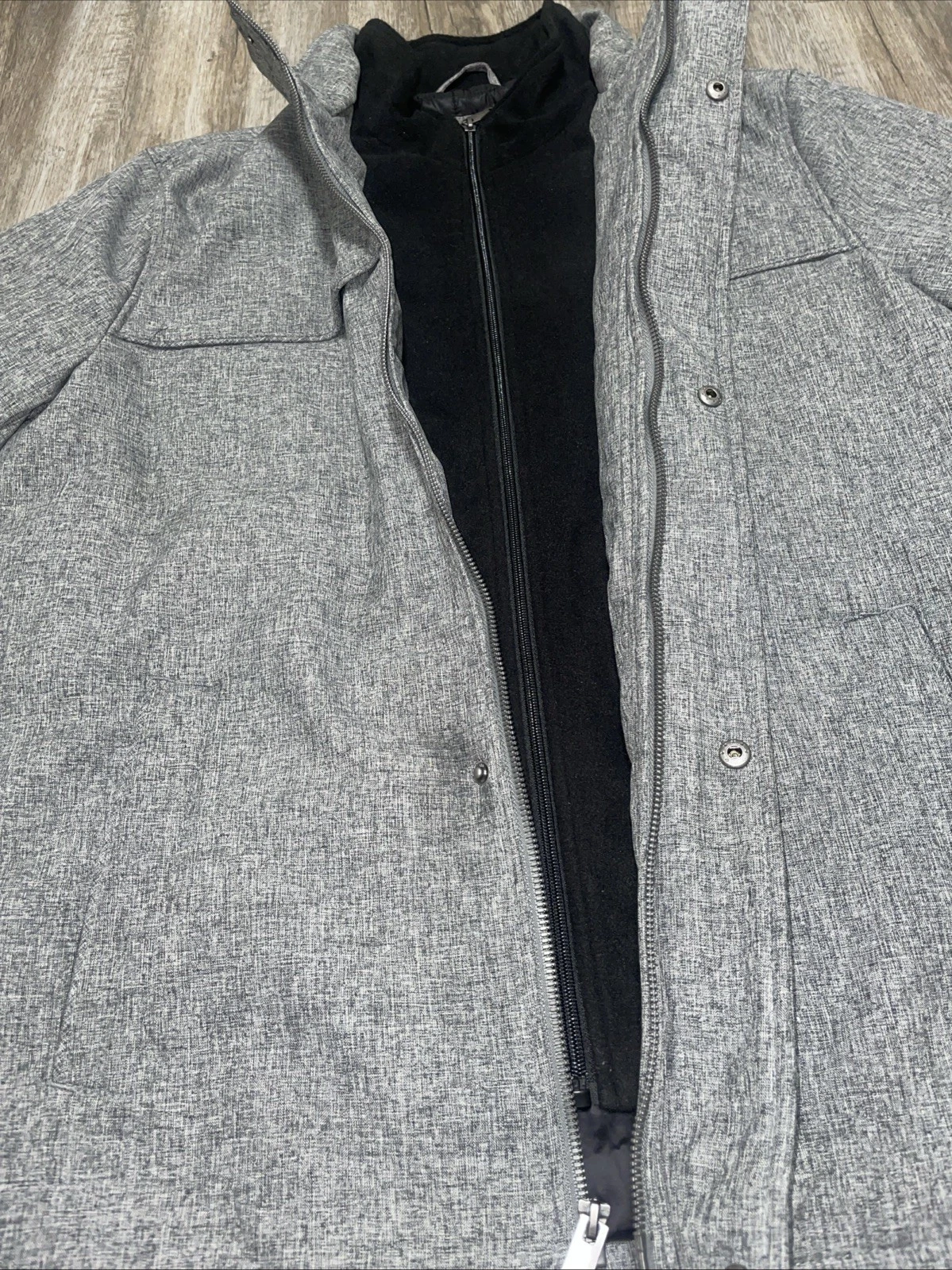 Dockers Mens Large Gray Softshell Jacket Quilted Puffer Lined Full Zip Coat Sz L - product detail image 18