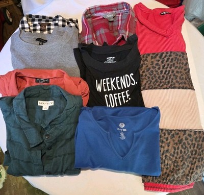 Plus Size 3X Clothing Lot Tops Tees Flannel Sweater Lounge Casual 8pc Bundle