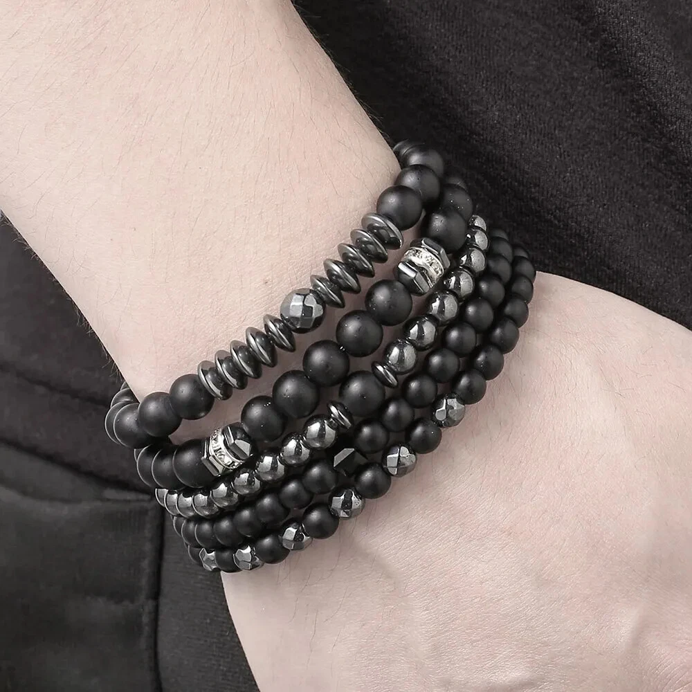 Braccialetti con perline in pietra naturale da 8 mm per donna