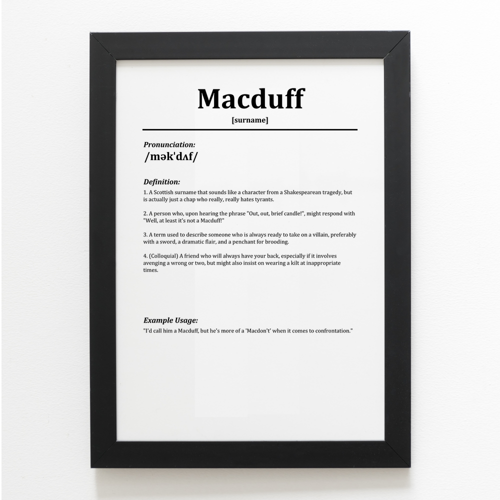 A4 PRINT Macduff Funny Humorous Family Surname Definition