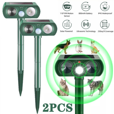 Upgraded Solar-Powered Ultrasonic Animal Repeller for Dogs, Cats, & More
