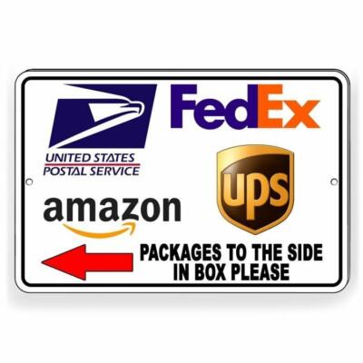 Packages To The Side In Box Please Arrow Left Sign / Decal   /  Delivery Ms051