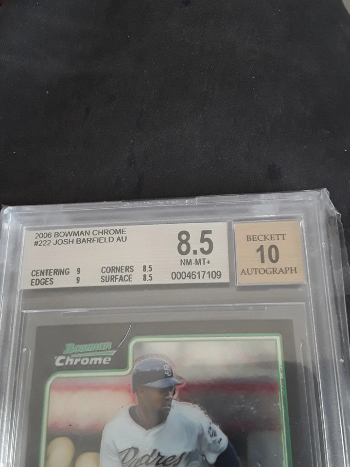 Padres Josh Barfield SP Auto RC 2006 Bowman Chrome classificação 8,5 - Imagem 3 de 3