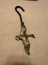 Vtg  Andrea By Sadek Brass Mallard Duck- Goose Fireplace Damper Pull Hook Hanger