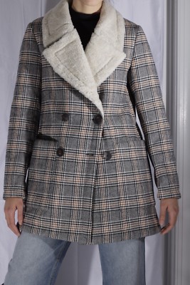 Last! Rare Zara cotton blend Texure Checked Coat with faux Last! Rare Zara cotton blend Texure Checked Coat with faux