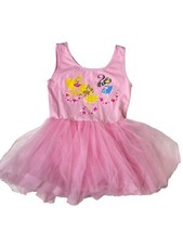 Disney Store M 7/8 Pink Princess Tulle Tutu Leotard Dress Rapunzel Belle Jasmin