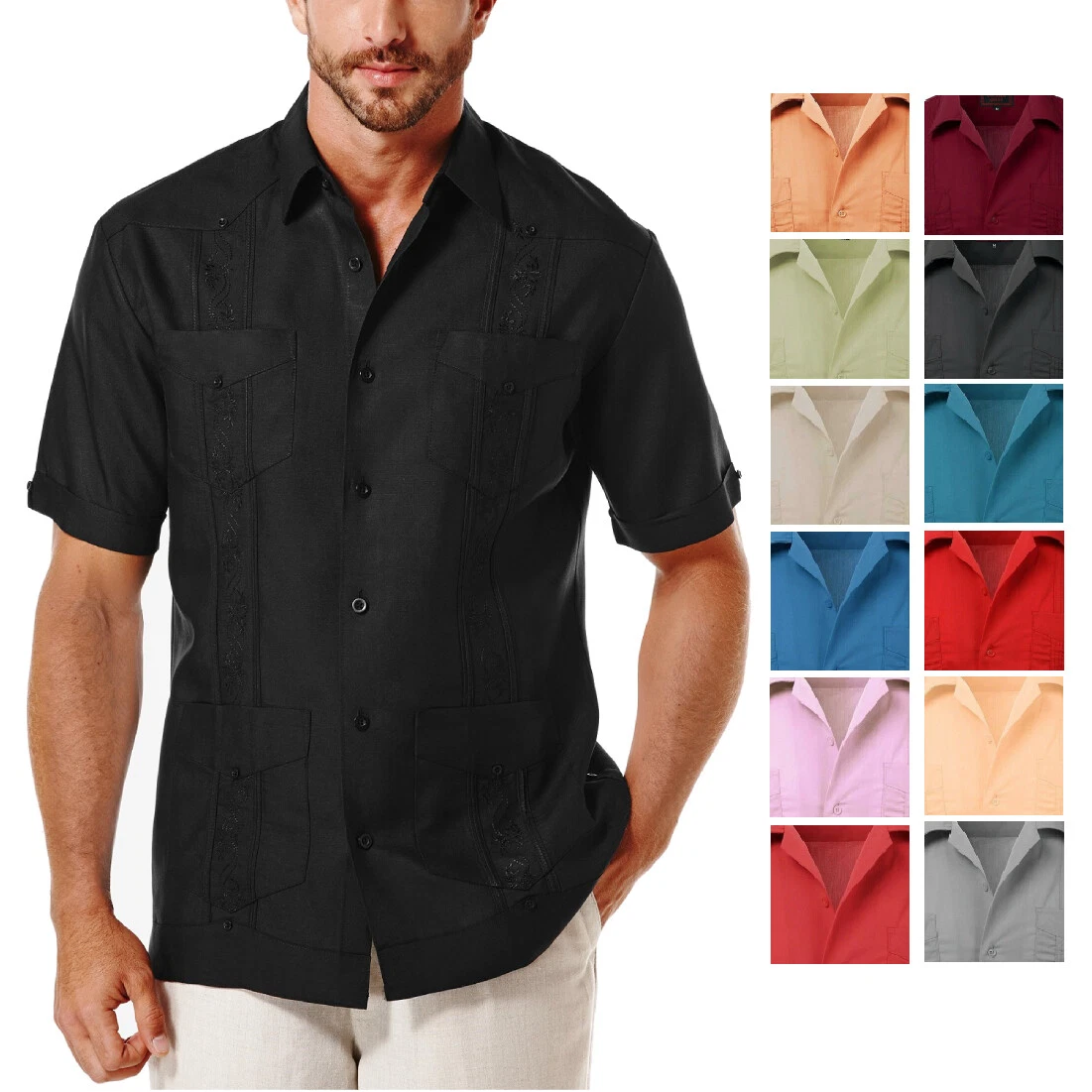 Guayabera Mens Button Up Short Sleeve Beach Wedding Attire