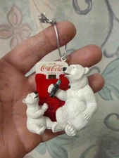 2018 Coca Cola Polar Bears Christmas Ornament Decoration Collectible Used