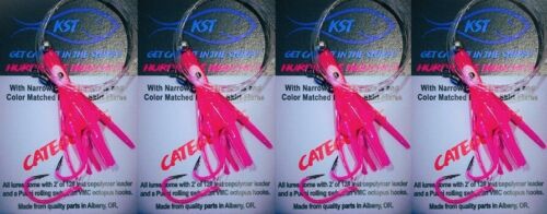 KOKANEE TROUT FISHING TACKLE 4 CATEGORY FIVE HOT PINK HOOCHIE FISHING LURES - Picture 1 of 2