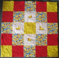 YELLOW DUCK EMBROIDERED Baby Quilt Bubble Quilted Flannel Sailor, Pirate, Child