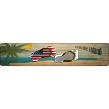 Rhode Island Flag and US 3"x12" metal street sign plaque Home Door Garage Wall
