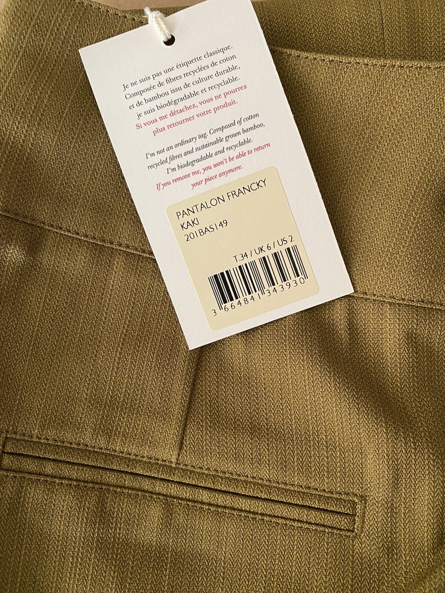 Sezane Francky Trousers - Khaki - Size 34 | eBay