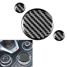 3x Center Console Multimedia Knob Cover Trim For Alfa Romeo Giulia 2020-2021 BLK